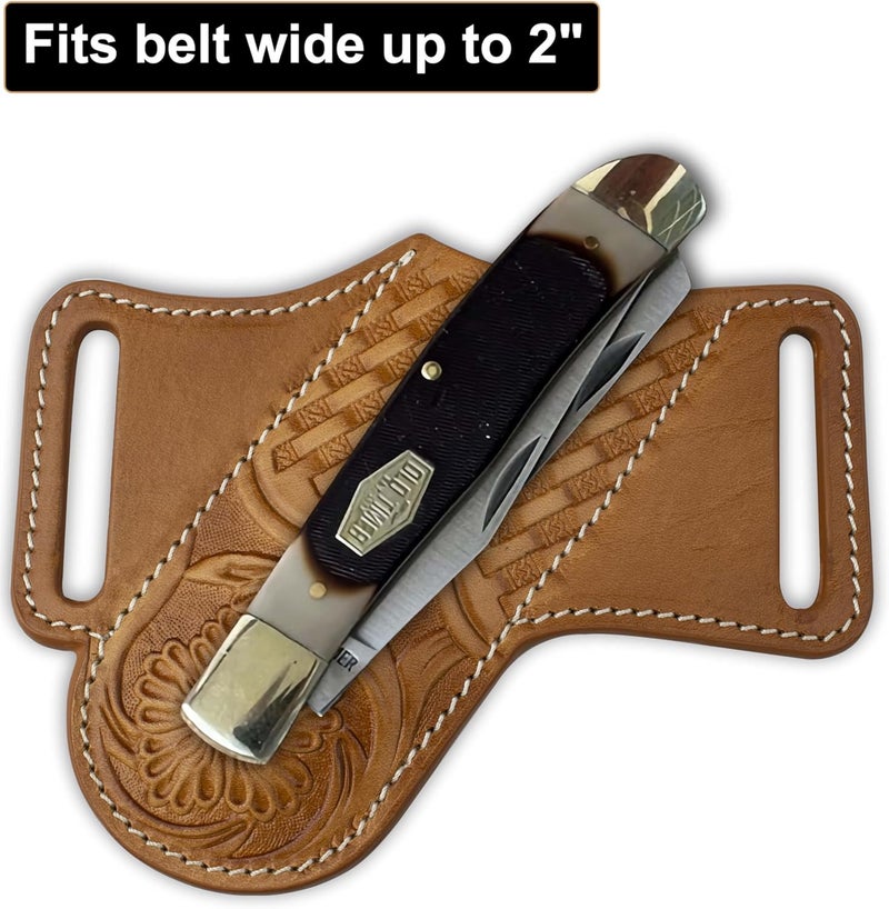 HOGIKUO Knife Sheath, Leather Knife Sheath for Belt, Pocket Knife Holster Pouch, Folding Knife Holster - Image 4